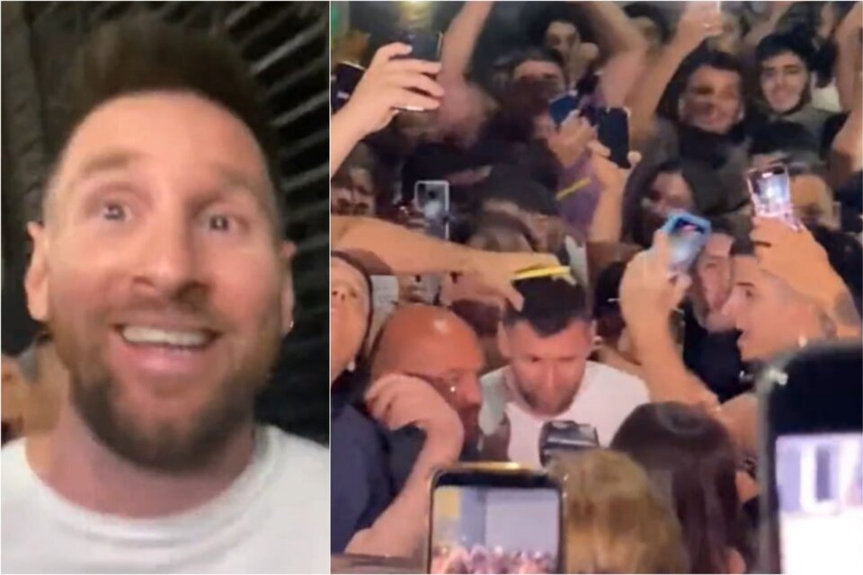 Lionel Messi fue a comer a la parrilla Don Julio y una marea de gente lo alentó desde la puerta 
